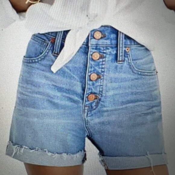 Madewell  *  Denim Shorts  Button Front Edition  High Rise  Size 27 - Picture 2 of 14